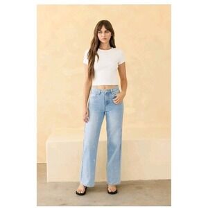 Cali 1850 Bow Embroidered Wide Leg Jeans Size 3 NWT SOLD OUT $100 Retail